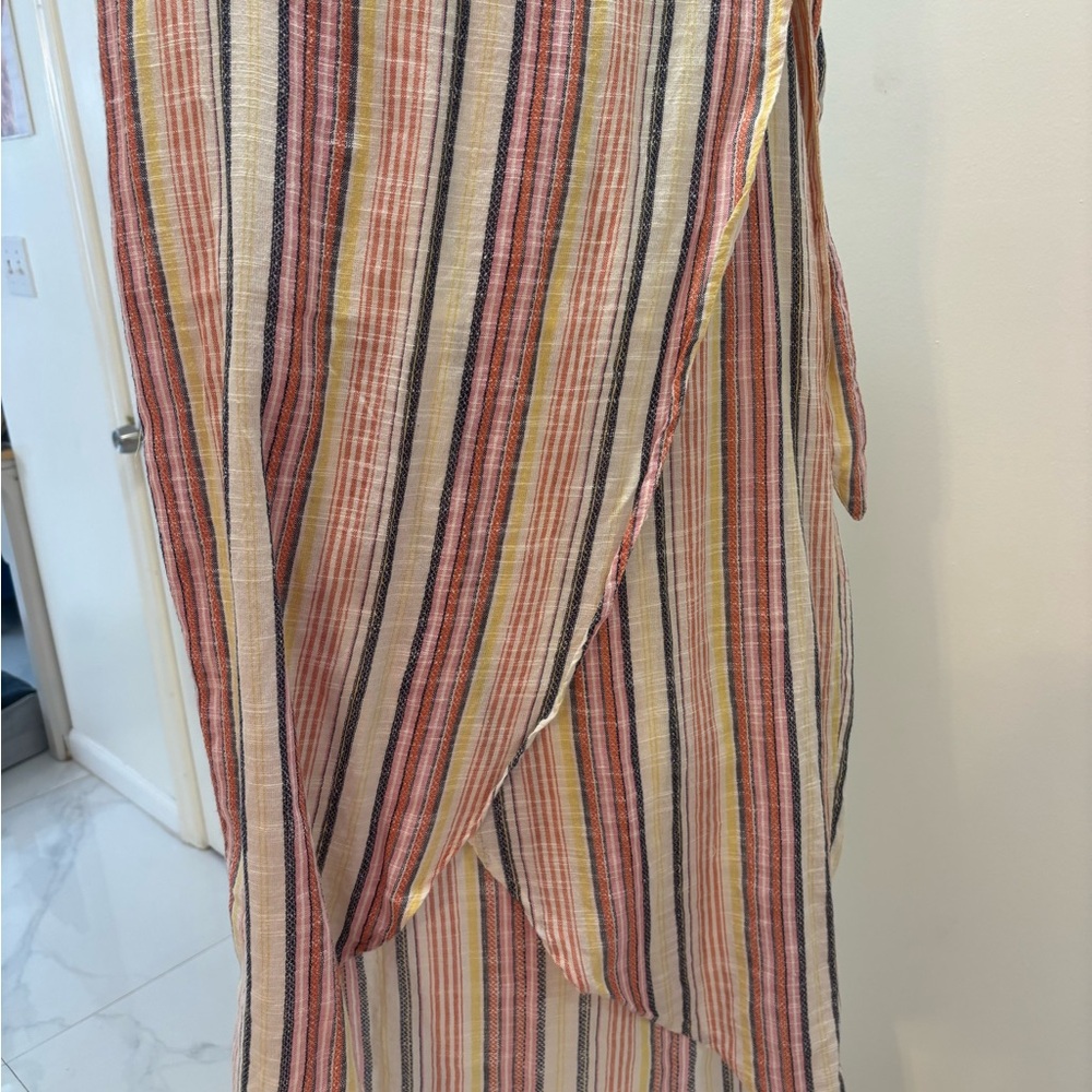 Free People Striped Wrap Maxi Skirt in Cream, Pink, Yellow & Navy - Picture 8 of 10